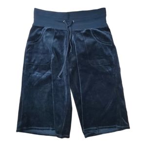 MASSIMO Pants Capri Velvet Velour Gaucho Culotte Black Drawstring